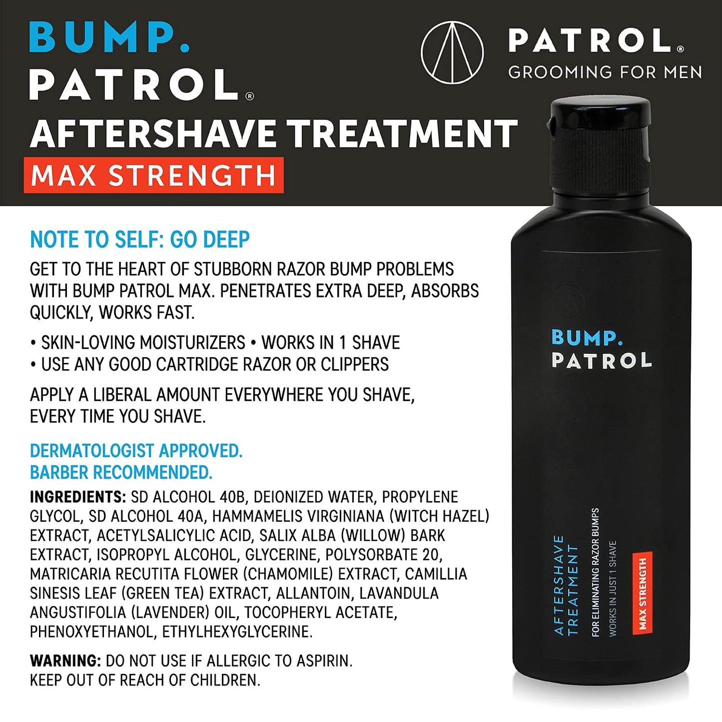 Maximum Strength Aftershave Formula - after Shave Solution Eliminates Razor Bumps and Ingrown Hairs - 4 Ounces