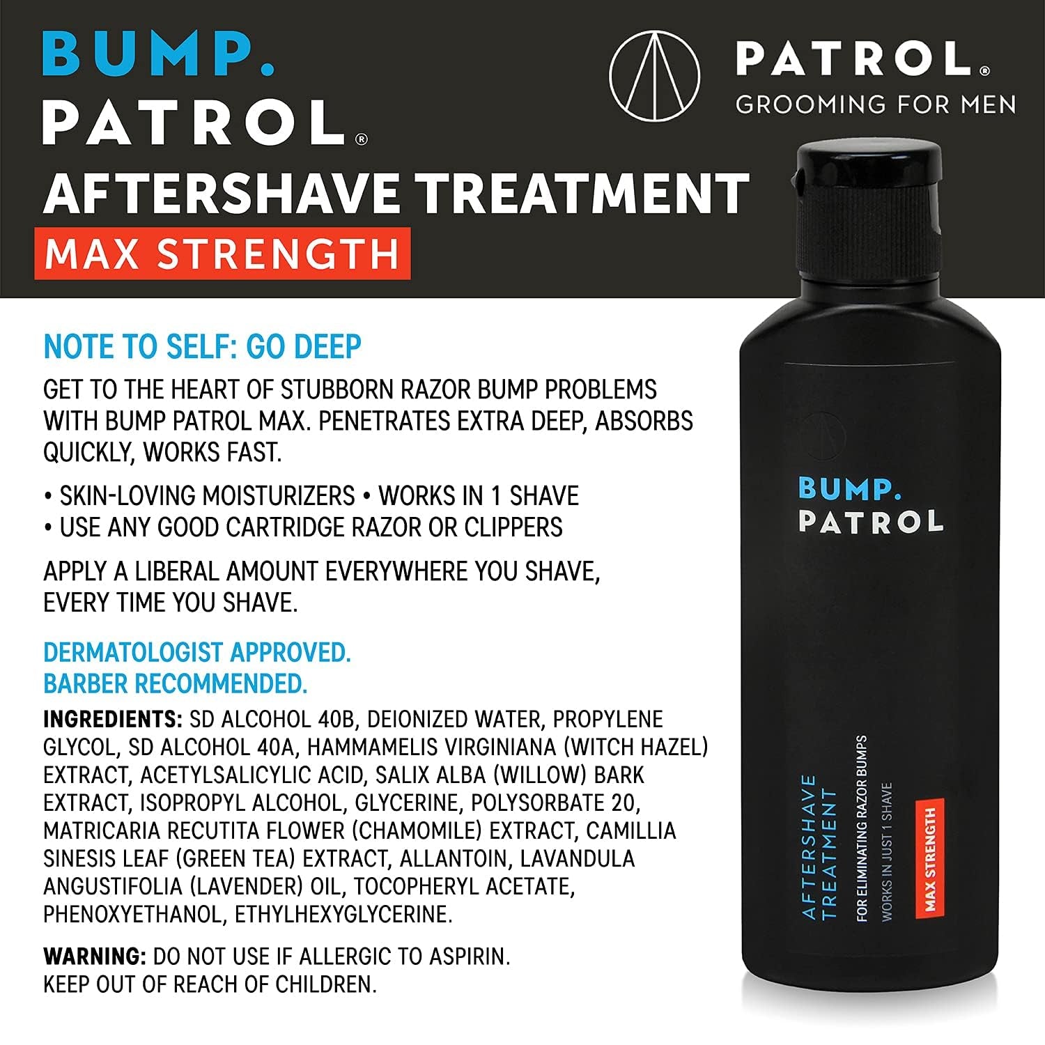 Maximum Strength Aftershave Formula - after Shave Solution Eliminates Razor Bumps and Ingrown Hairs - 4 Ounces