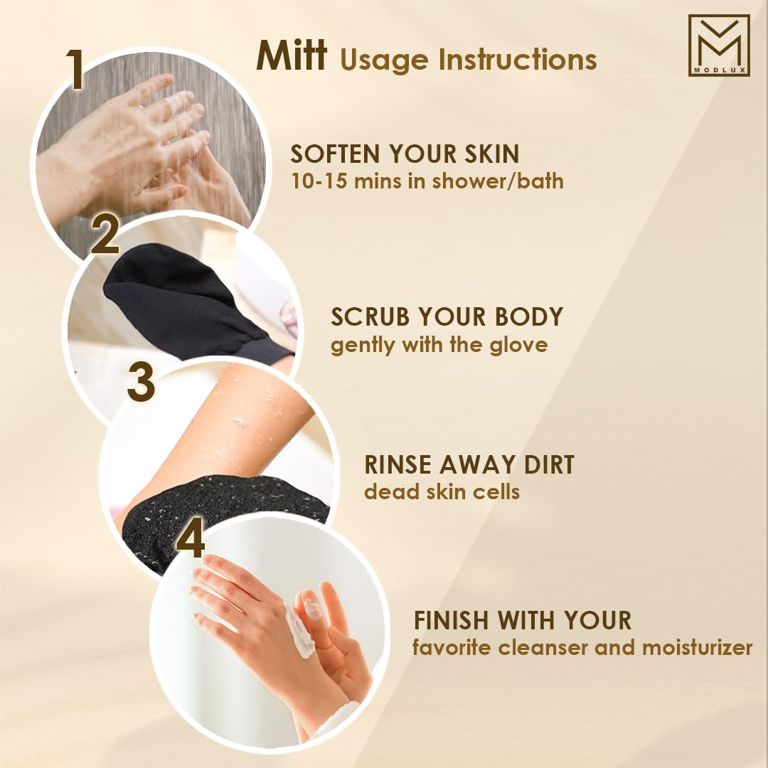 Korean Exfoliating Mitt, Premium Exfoliator Glove for Self-Tanner Prep, Body Scrubber for Smooth Skin & Tan Removal, Viscose Exfoliating Glove for Radiant Skin Renewal, Pack of 1